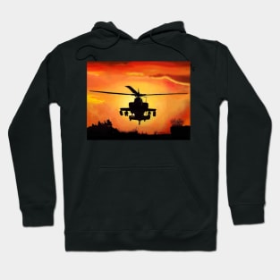 AH-64 Apache Helicopter Oil Painting Hoodie